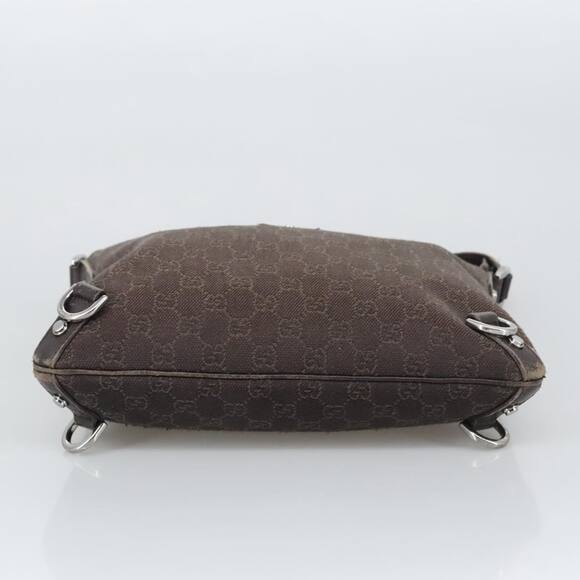 GUCCI GG Canvas Abbey Shoulder Bag Outlet Dark Brown Silver - Picture 9 of 16